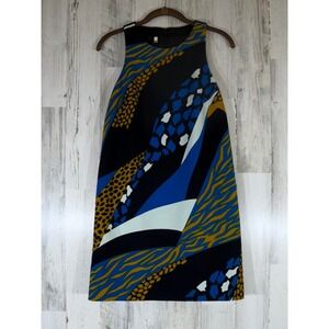 4 Collective Shift Dress Size 2 Abstract Animal Print Sleeveless Knee Length